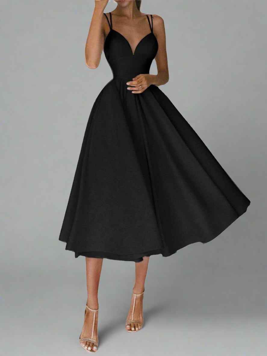 Sexy V-neck Suspender Dress Summer Fashion A-Line Long Dresses - Muselune