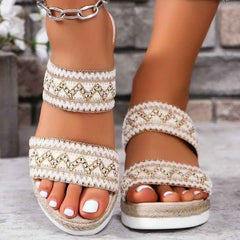 Summer Wavy Pattern & Wide Strap Sandal - Muselune