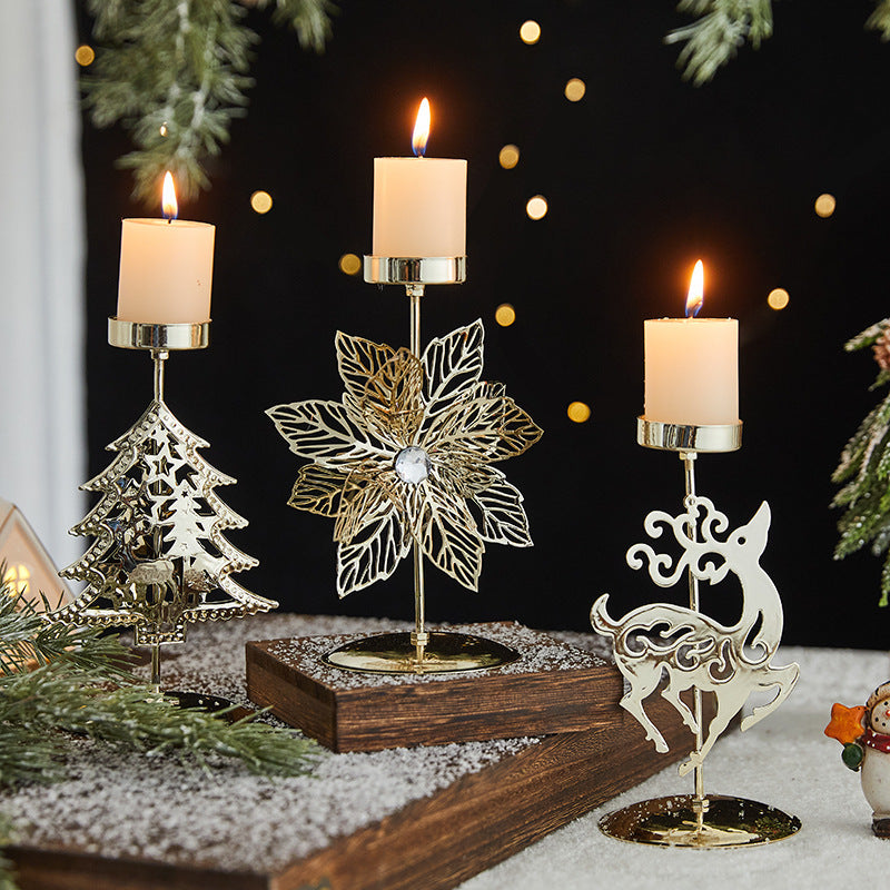 Romantic Christmas Wrought Iron Candlestick Candle Tray Decoration The Muse