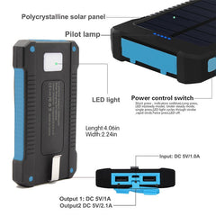 Hot selling waterproof solar power bank 10000mAh mobile phone charging treasure compass universal Muselune
