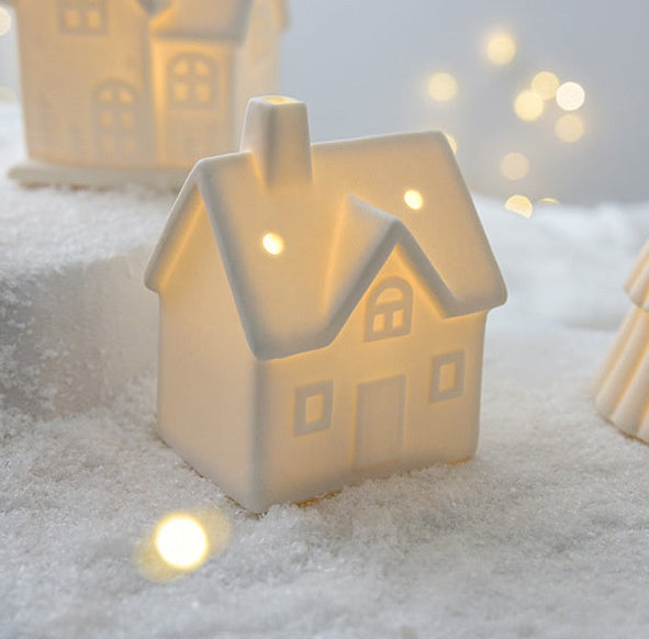 Ceramic Christmas Small House Tree Decoration Muselune
