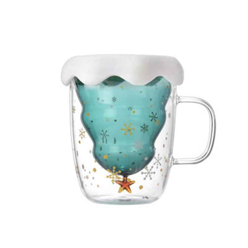 Double Heat Resistant Glass Christmas Tree Coffee Cup