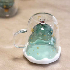 Double Heat Resistant Glass Christmas Tree Coffee Cup