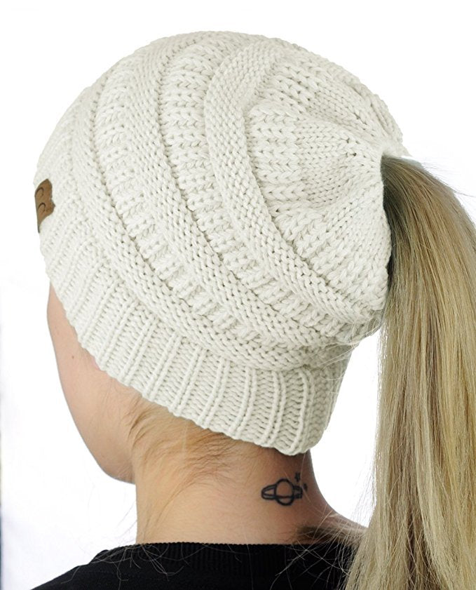 Manufacturer's new European and American popular knitted ponytail hats, women's fashion hats, wool hoods wholesale Muselune