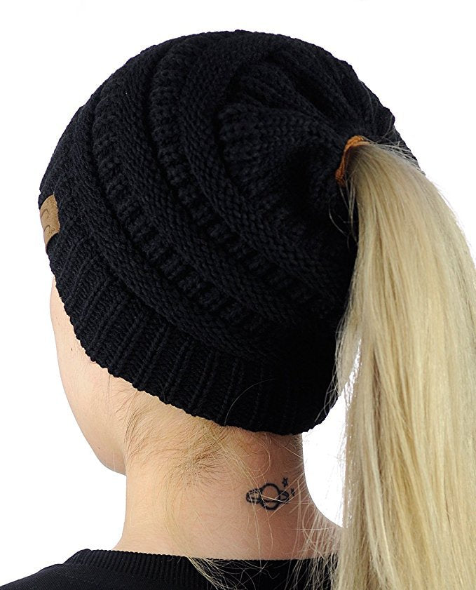 Manufacturer's new European and American popular knitted ponytail hats, women's fashion hats, wool hoods wholesale Muselune