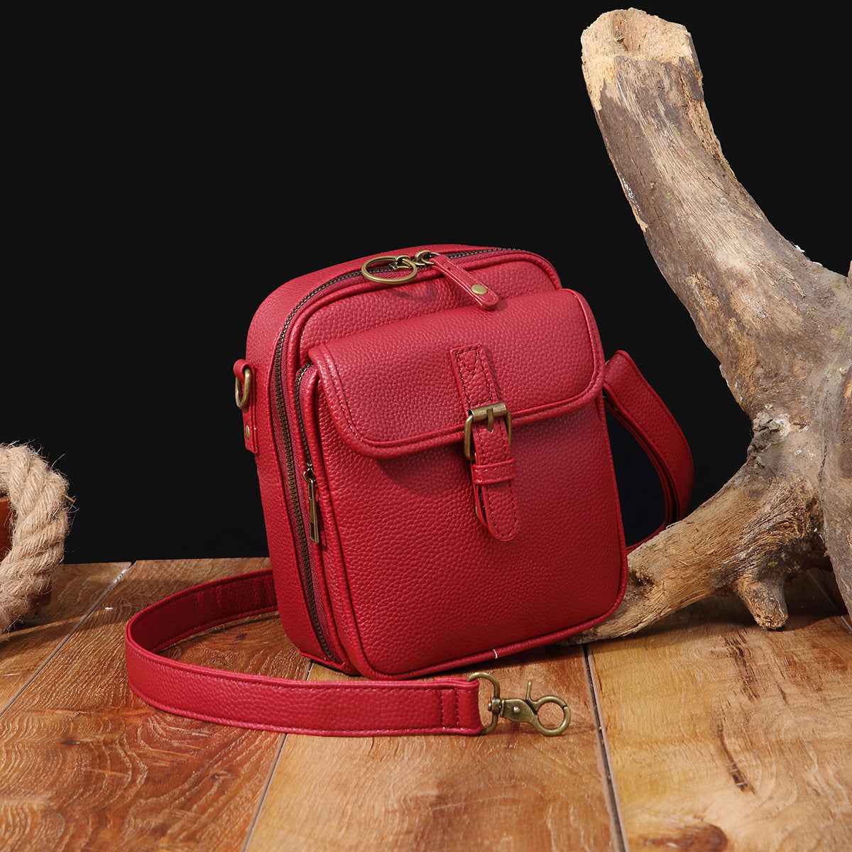 Vintage Capacity PU Leather Crossbody Bag - Muselune