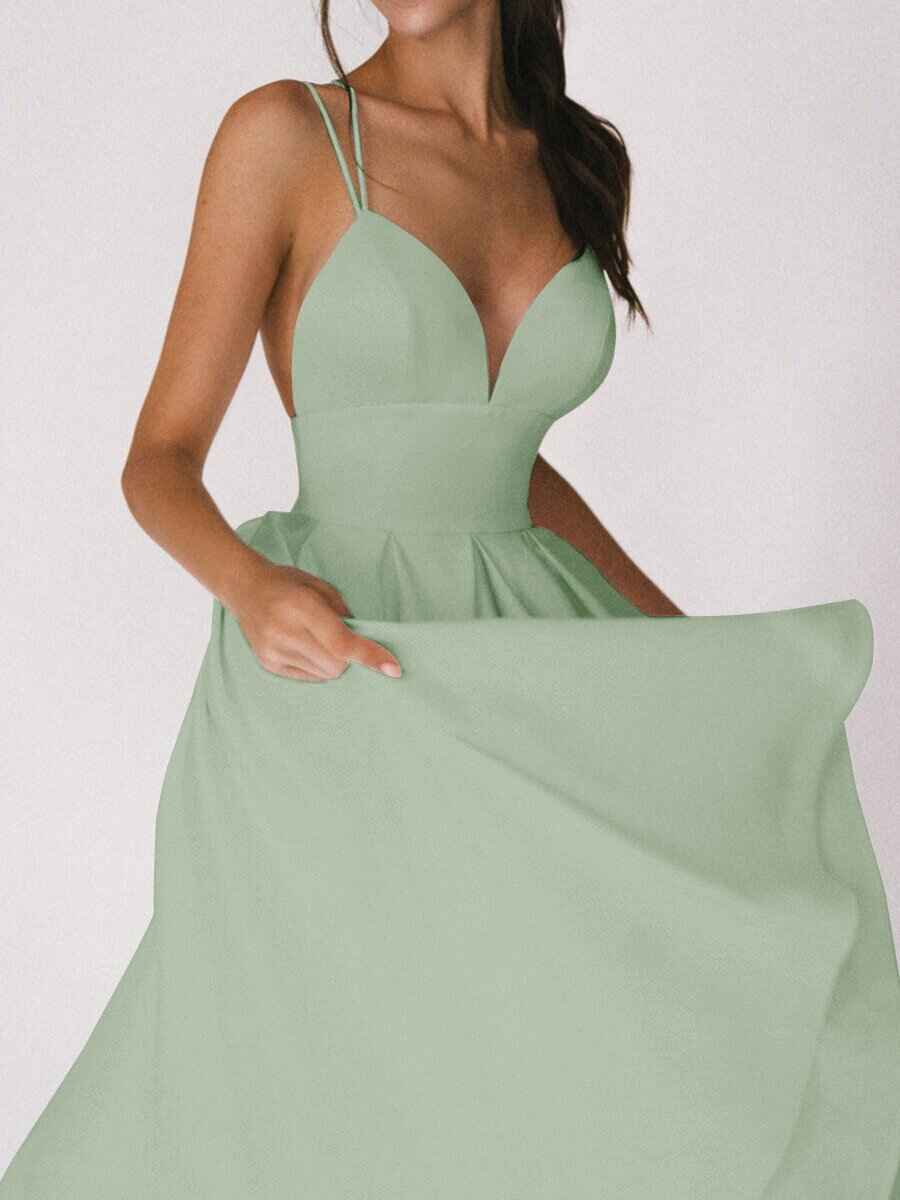 Sexy V-neck Suspender Dress Summer Fashion A-Line Long Dresses - Muselune