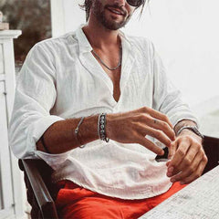 Men’s Stand Collar Shirt – Casual, Solid & Sleek - Muselune