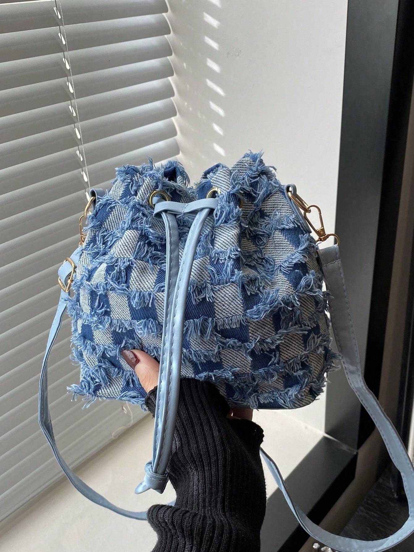 Demin Large Capacity Shoulder Bucket Bag The Muse