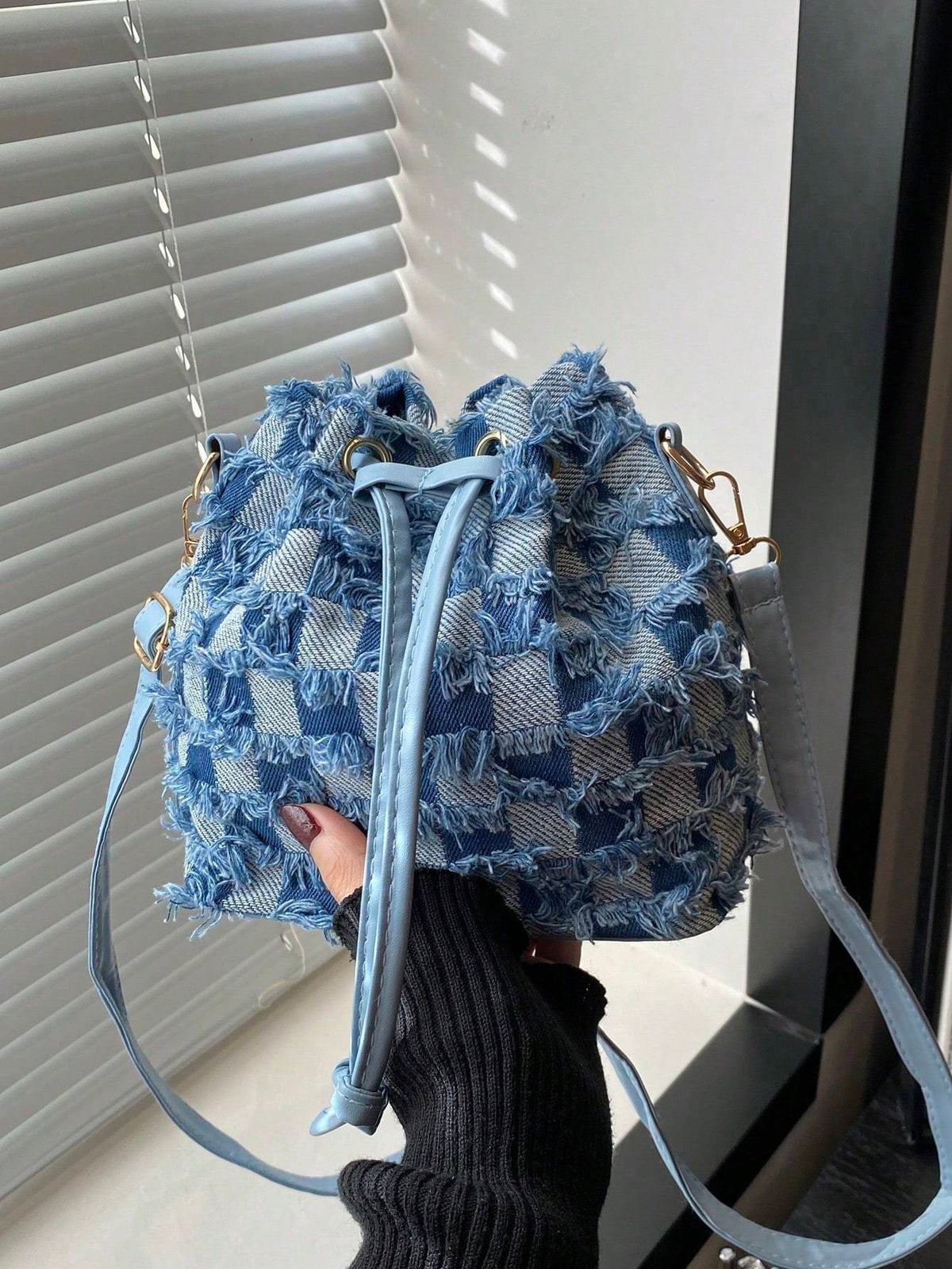 Demin Large Capacity Shoulder Bucket Bag The Muse