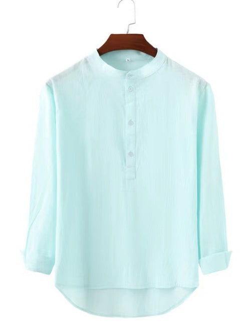 Men’s Stand Collar Shirt – Casual, Solid & Sleek - Muselune