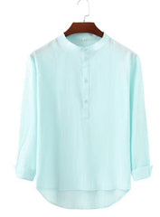 Men’s Stand Collar Shirt – Casual, Solid & Sleek - Muselune