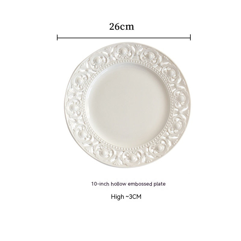 Hollow Relief Plate Afternoon Tea Tableware Dessert Plate Western Cuisine Plate Dim Sum Plate West Point Plate Muselune