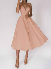 Sexy V-neck Suspender Dress Summer Fashion A-Line Long Dresses - Muselune