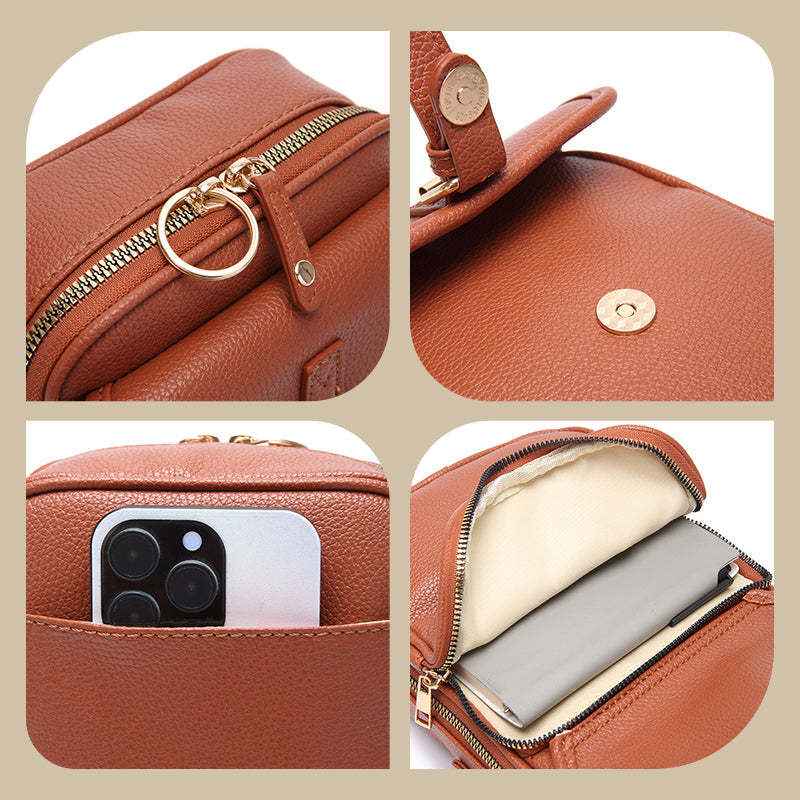 Vintage Capacity PU Leather Crossbody Bag - Muselune