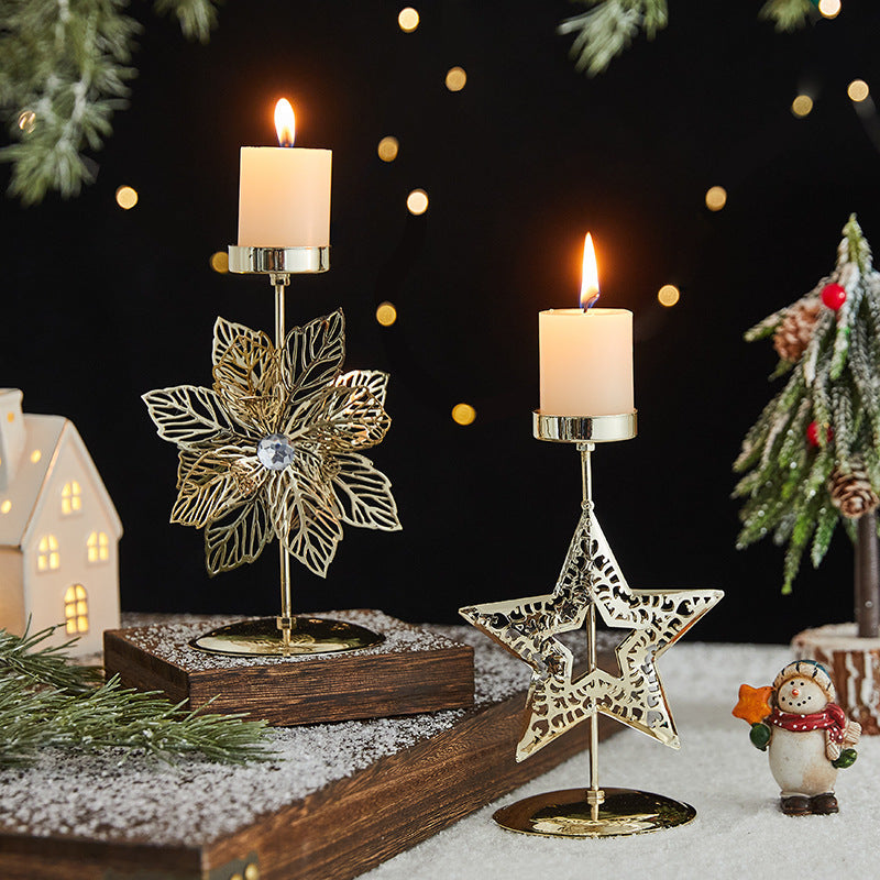 Romantic Christmas Wrought Iron Candlestick Candle Tray Decoration The Muse