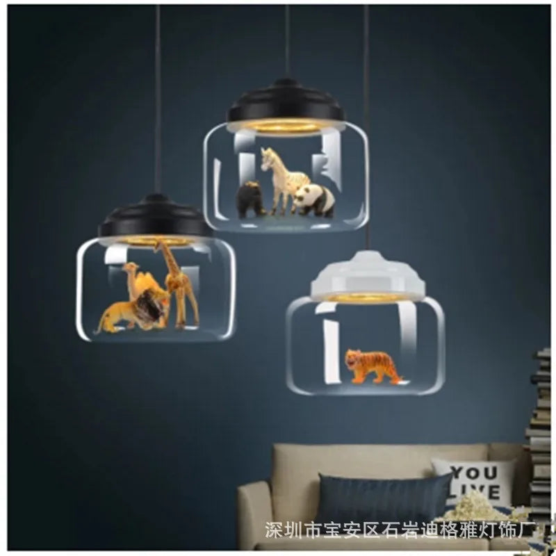 Creative animal kindergarten restaurant glass chandelier Muselune