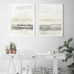 Beige and Grey Canvas Paintings Abstract Watercolor Posters and Prints Modern Minimalist Wall Art Pictures for Living Room Decor - Muselune