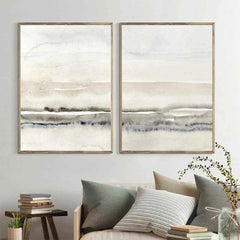 Beige and Grey Canvas Paintings Abstract Watercolor Posters and Prints Modern Minimalist Wall Art Pictures for Living Room Decor - Muselune