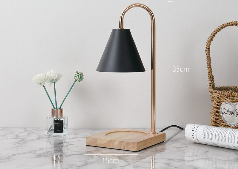 Cross-border simple aromatherapy wax lamp iron art wood tabletop night light romantic bedside lamp fireless essential oil melt candle lamp Muselune