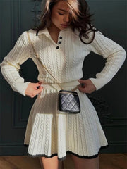 Tossy Autumn Contrast Top and Skirt Set for Stylish Fall Fashion - Muselune