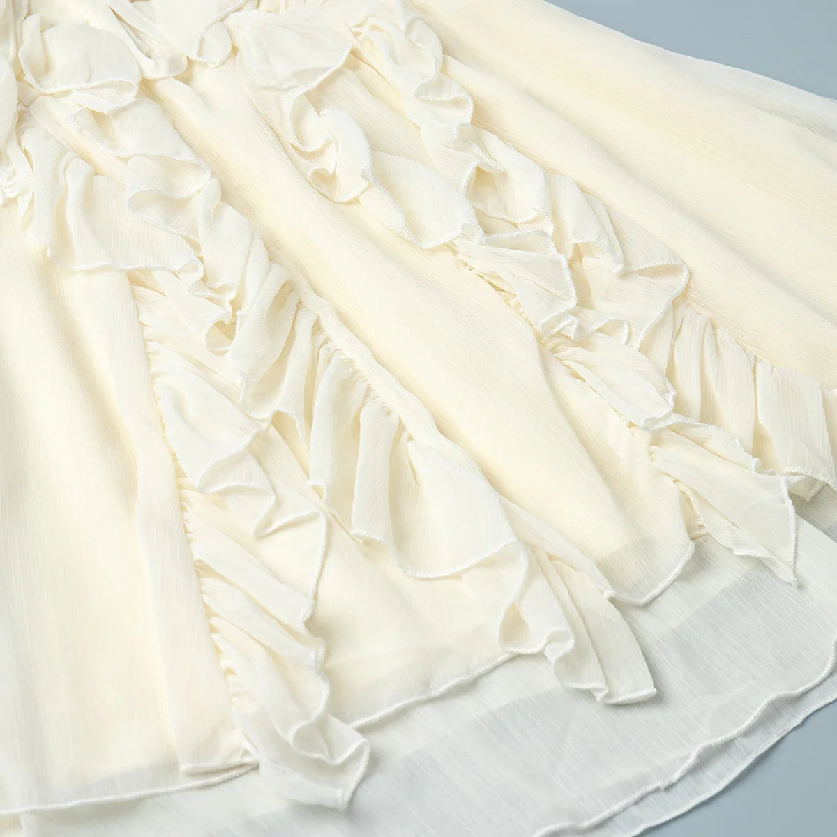 French Deep V Chiffon Mini Dress Skirt - Muselune