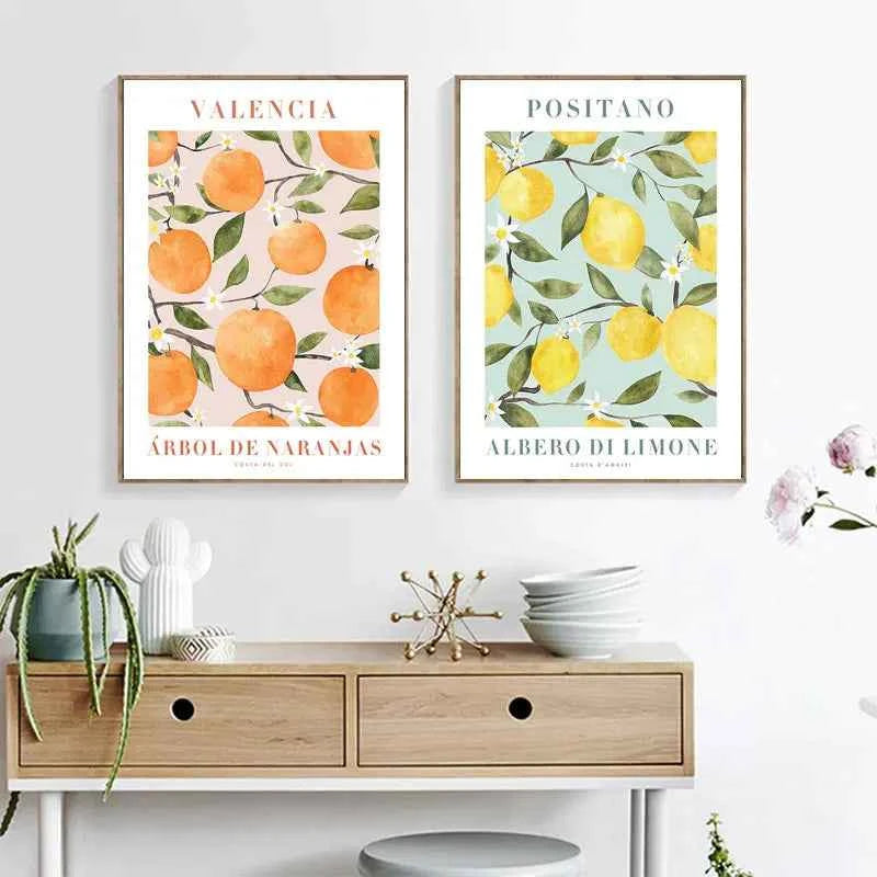 Abstract Lemon Flower Eye Orange Vintage Plant Wall Art Canvas Painting Posters and Prints Wall Pictures for Living Room Decor - Muselune