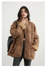 CHIC VEN Women's Jackets Casual Loose Stand Up Collar Coats Reversible Streetwear Female Warm Clothing Autumn Winter New 2024 Muselune