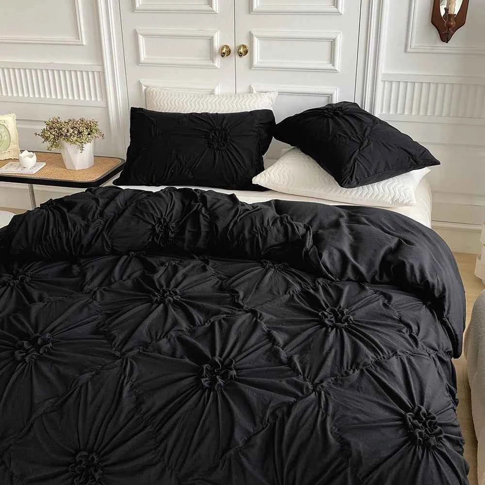 Big Pinch Pleat Duvet Cover – Soft Microfiber 3pcs Bedding Set - Muselune