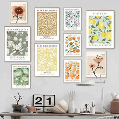 Abstract Lemon Flower Eye Orange Vintage Plant Wall Art Canvas Painting Posters and Prints Wall Pictures for Living Room Decor - Muselune