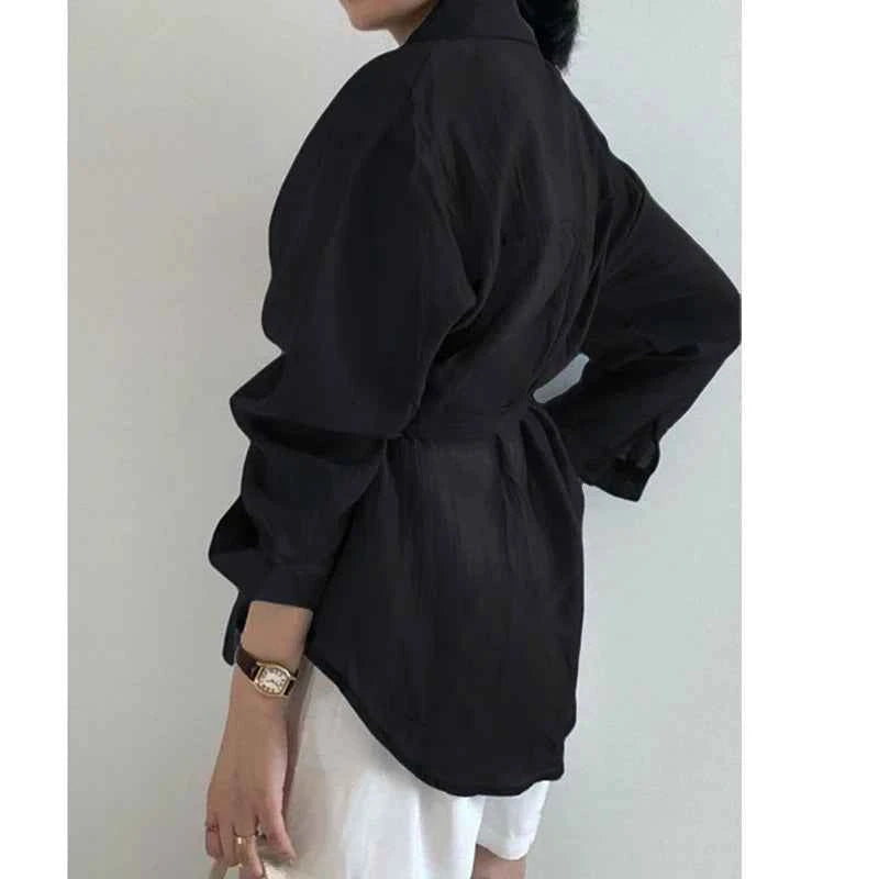 Irregular Long Sleeve Blouse - Muselune