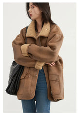CHIC VEN Women's Jackets Casual Loose Stand Up Collar Coats Reversible Streetwear Female Warm Clothing Autumn Winter New 2024 Muselune