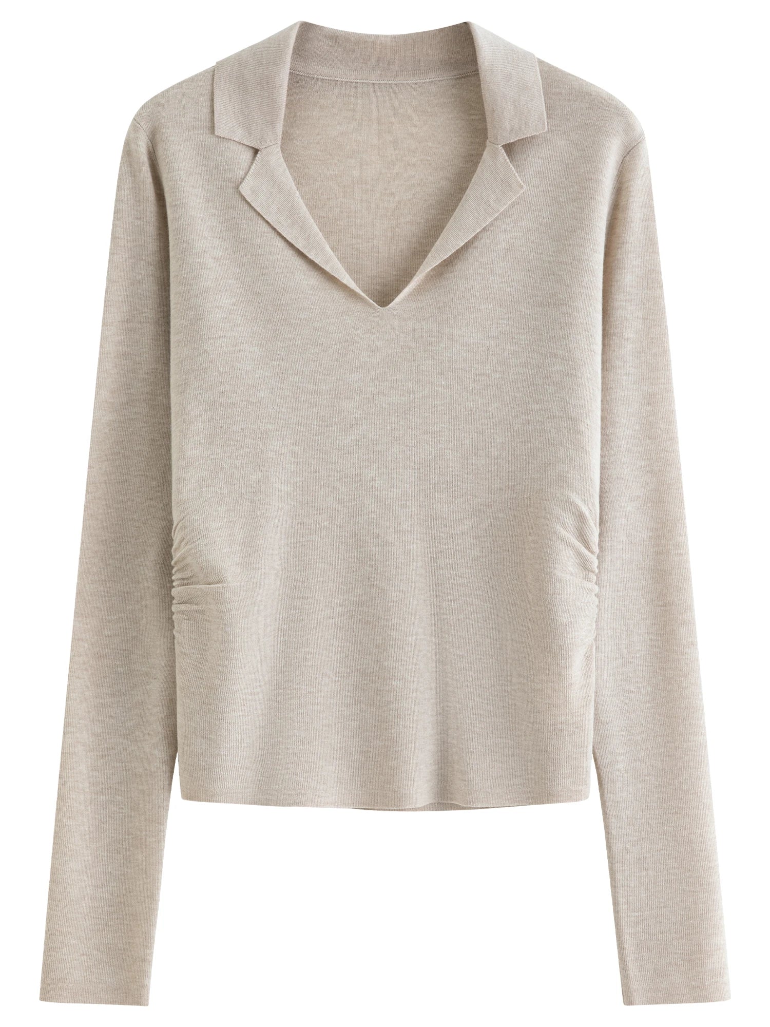 Wool Knit T-Shirt V-Neck Elegant Office Casual Minimalist Top - Muselune