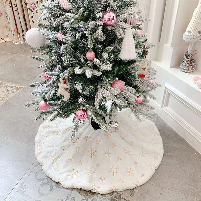 Fashion Christmas Tree Skirt Mat Under The Decorations For Home Snowflake 78/90/122cm New Foot Carpet 2026 Christmas Decor Muselune