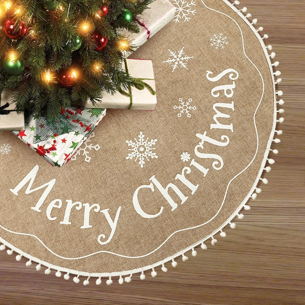 Warm Brown Christmas Tree Skirt 36/48 Inches Decoration Mat Muselune