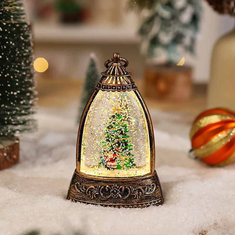 Christmas Decoration Santa Claus Cone Snow LED Table Lamp Muselune