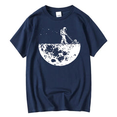 100% Cotton Space Loose O-neck T-shirt - Muselune