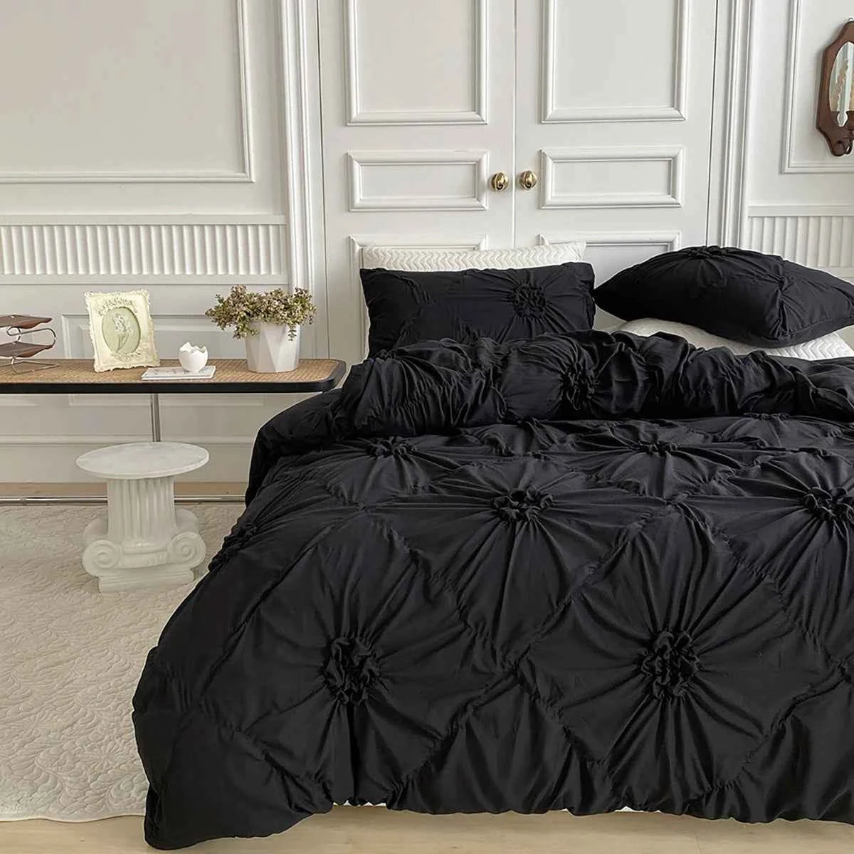 Big Pinch Pleat Duvet Cover – Soft Microfiber 3pcs Bedding Set - Muselune