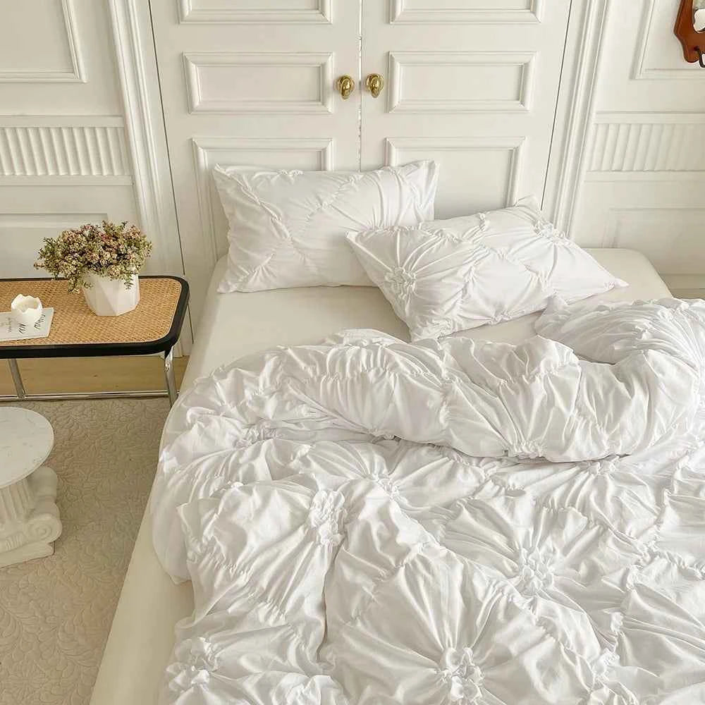 Big Pinch Pleat Duvet Cover – Soft Microfiber 3pcs Bedding Set - Muselune