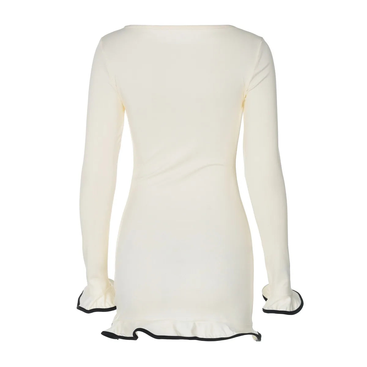 Chic Party Mini Dress – Slim Fit, Long Sleeve, Round Neck - Muselune