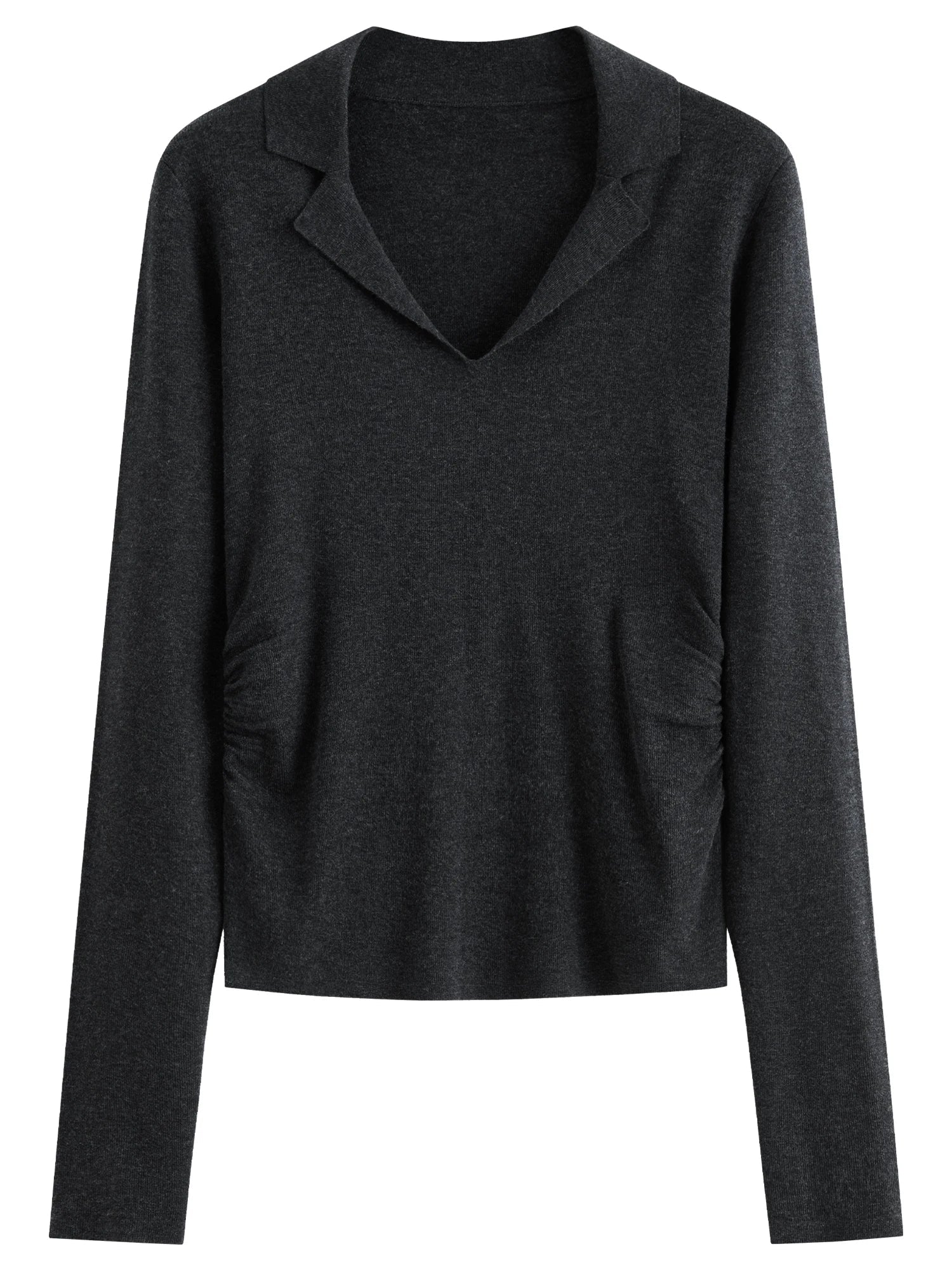 Wool Knit T-Shirt V-Neck Elegant Office Casual Minimalist Top - Muselune