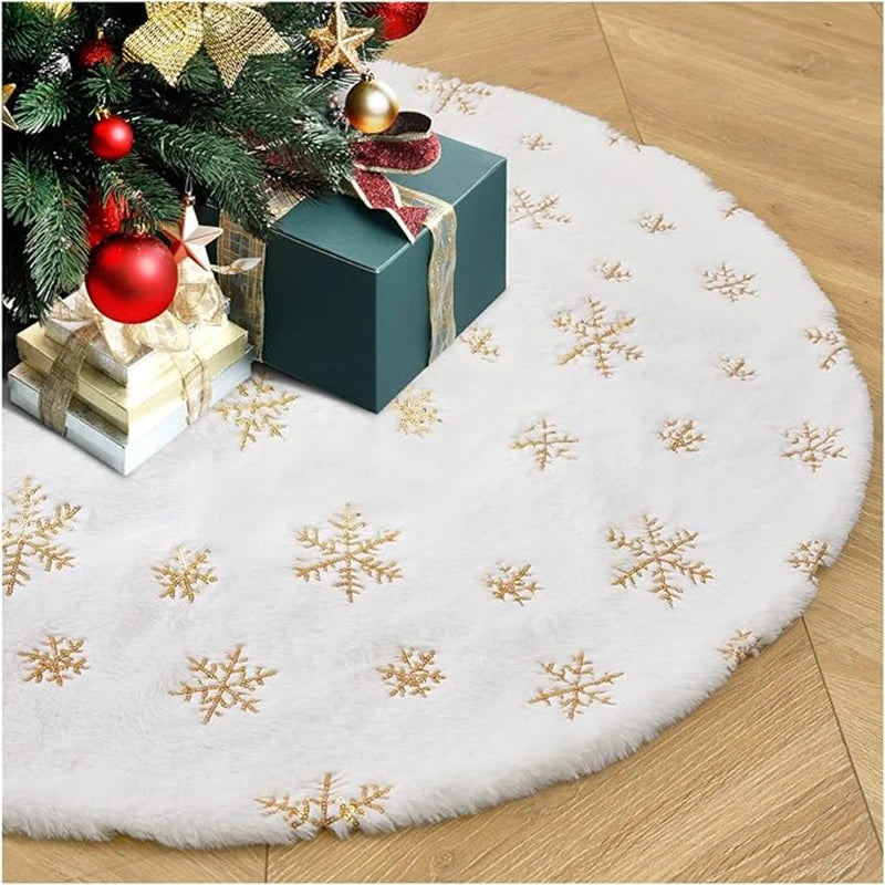Fashion Christmas Tree Skirt Mat Under The Decorations For Home Snowflake 78/90/122cm New Foot Carpet 2026 Christmas Decor Muselune