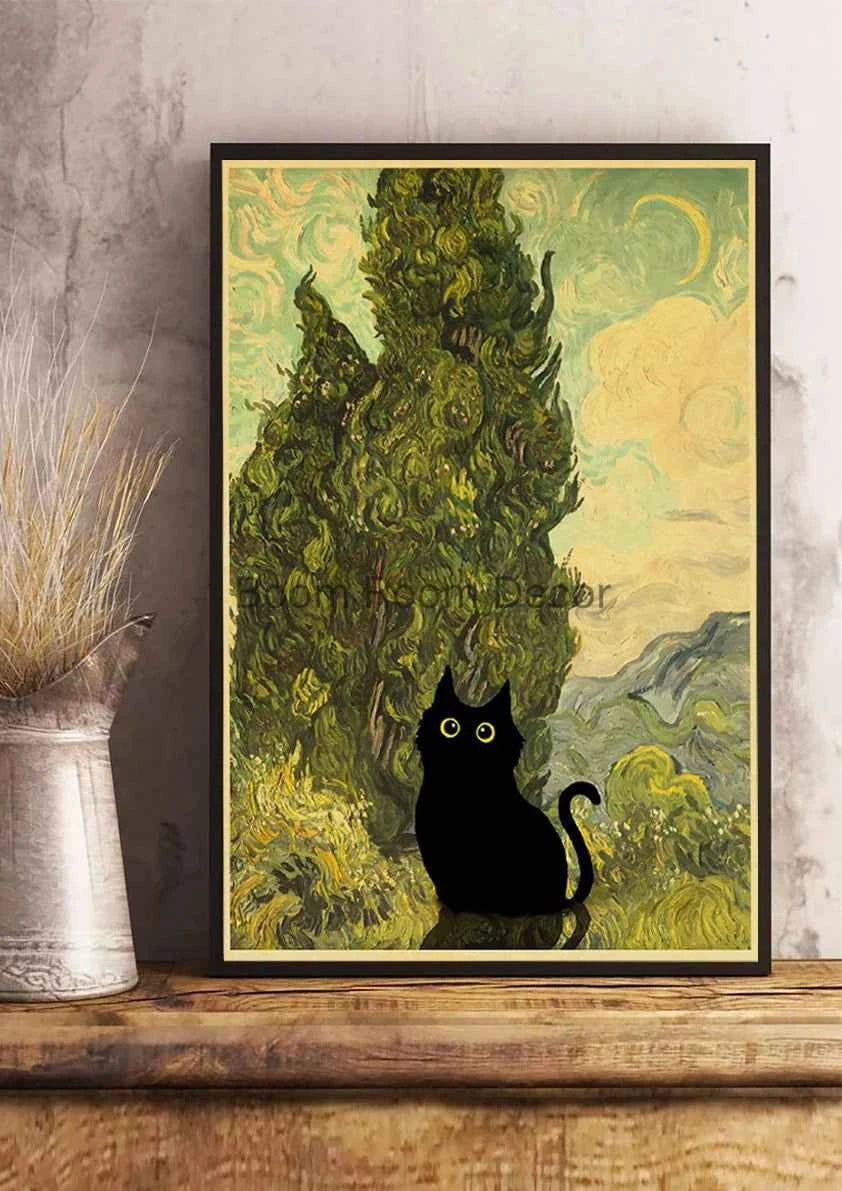 Cute Digital Cats Poster – Funny DIY Cartoon Wall Art - Muselune