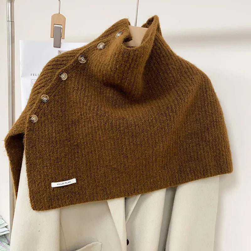 Cloak Poncho Cape Button split knitted cape shawl Muselune