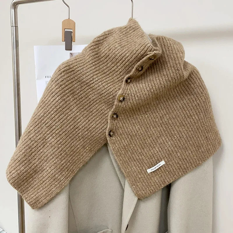 Cloak Poncho Cape Button split knitted cape shawl Muselune