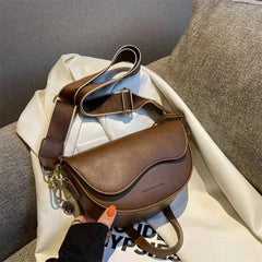 Vintage Solid Color Flap Small Saddle Shoulder Bag