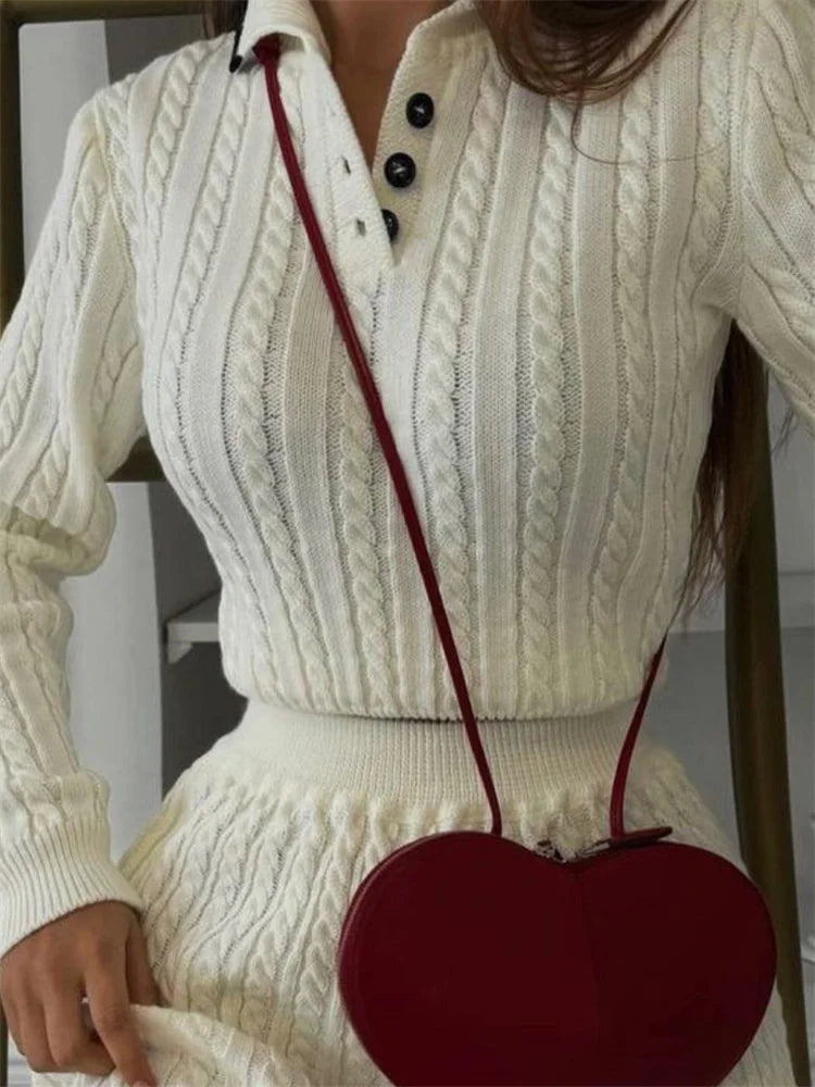 Tossy Autumn Contrast Top and Skirt Set for Stylish Fall Fashion - Muselune
