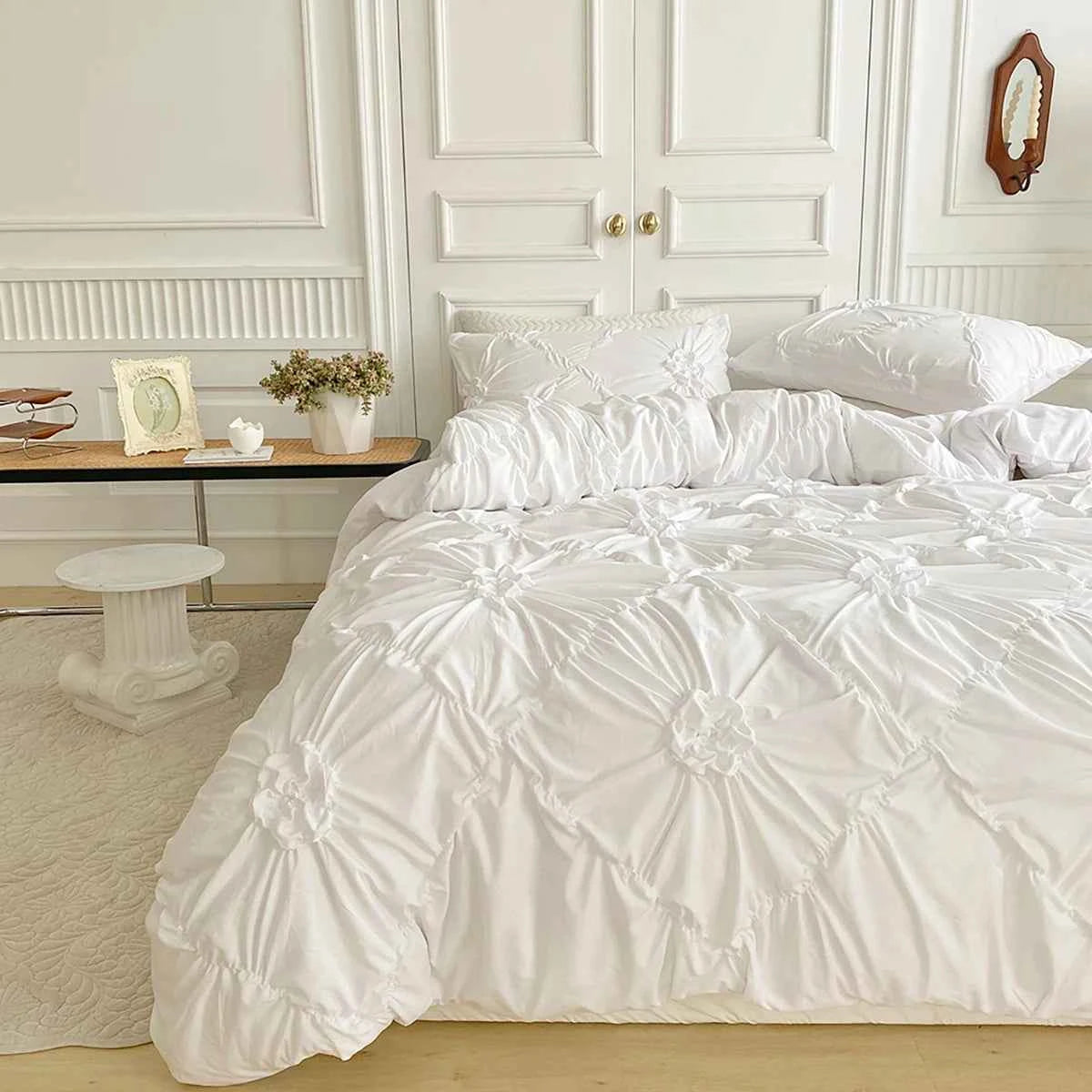 Big Pinch Pleat Duvet Cover – Soft Microfiber 3pcs Bedding Set - Muselune