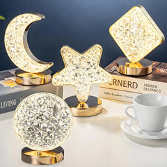 Crystal Moon Touch Night Light - Elegant Dimming Lamp - Muselune