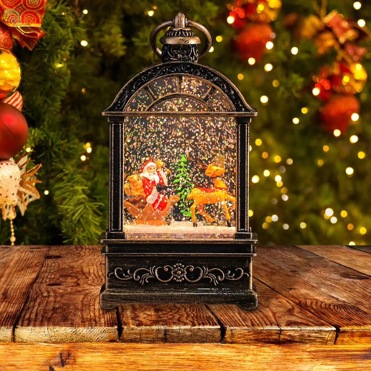 Christmas Musical Snow Globe Lantern for Christmas Decoration Lamp Muselune